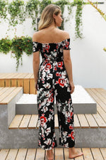 Load image into Gallery viewer, Floral Off Shoulder Smocked Jumpsuit
