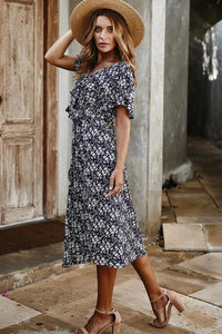 Chic Floral Short Sleeve Dress