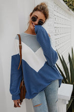 Load image into Gallery viewer, V-Stripe Long Sleeves Knit Pullover
