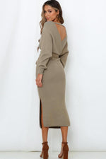 Load image into Gallery viewer, Backless Tie Up Knit Slim Dress

