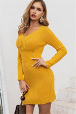 Load image into Gallery viewer, Answer The Call Yellow Sweater Dress
