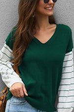 Load image into Gallery viewer, Color Block Lantern Sleeve Sweater
