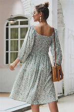 Load image into Gallery viewer, Square Neck Lantern Sleeve Mid Dress

