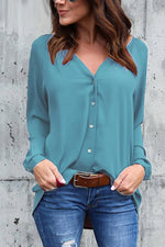 Load image into Gallery viewer, Pure Color V Neck Loose Shirt
