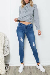 Gray Lace Up Crop Hoodie
