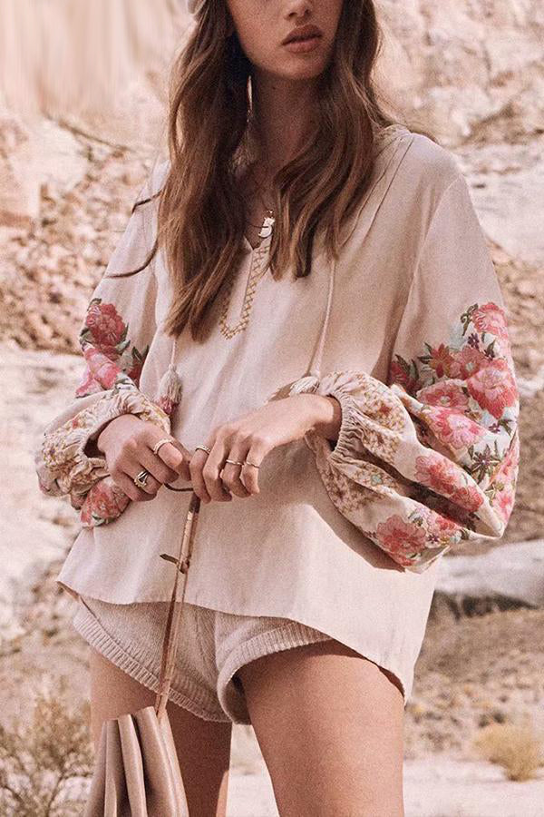 Floral Embroidery Loose Top