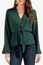 Load image into Gallery viewer, Solid Color V-Neck Knot Blouse
