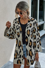 Load image into Gallery viewer, Leopard Print Long Cardigan Sweater
