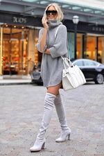Load image into Gallery viewer, High Neck Knit Sweater Dress
