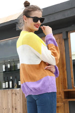 Load image into Gallery viewer, Contrast Color Stitching Knit Sweater
