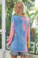 Load image into Gallery viewer, Leopard Stitching Tie-Dye T-Shirt
