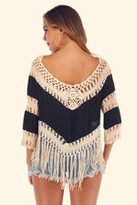Load image into Gallery viewer, Fringe Irregular Hollow Beach Blouse
