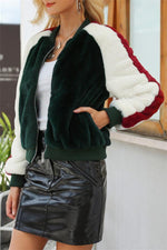 Load image into Gallery viewer, Furry Faux Fur Baseball Jacket
