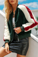 Load image into Gallery viewer, Furry Faux Fur Baseball Jacket
