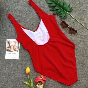 Letter High Cut One-Piece Swimsuit