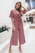 Load image into Gallery viewer, Tell The News Striped Jumpsuit.
