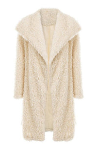Elegant Pink Long Faux Fur Coat