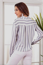 Load image into Gallery viewer, Casual Striped Front Knot Shirt
