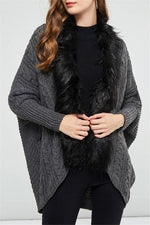 Load image into Gallery viewer, Buffy Faux Fur Cable Knit Cardigan
