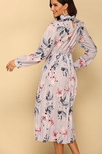 Load image into Gallery viewer, Pleated Long Sleeves Lilac Dress – Floral Printed
