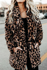 Load image into Gallery viewer, Leopard Artificial Fur Long Cardigan
