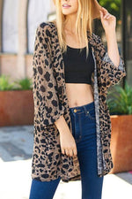 Load image into Gallery viewer, Leopard Three Quarter Length Sleeve Coat
