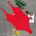 Load image into Gallery viewer, Pure Color Front Knotted One-Piece Swimsuit
