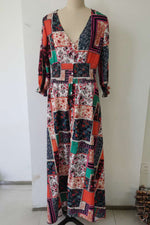 Load image into Gallery viewer, A-Line V-Neck Print Maxi Dress
