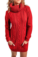 Load image into Gallery viewer, Autumn Winter High Neck Knitted Sweater Dress
