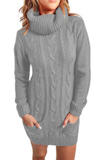 Load image into Gallery viewer, Autumn Winter High Neck Knitted Sweater Dress
