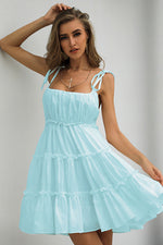 Load image into Gallery viewer, Baby Blue Spaghetti Straps A-Line Party Homecoming Dresses

