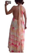 Load image into Gallery viewer, Backless A-Line Chiffon Maxi Dress
