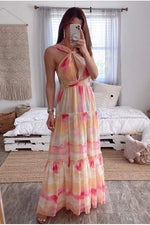 Load image into Gallery viewer, Backless A-Line Chiffon Maxi Dress
