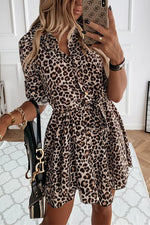 Load image into Gallery viewer, Animal Print Belted Mini Dress
