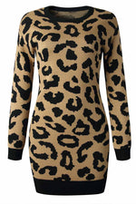 Load image into Gallery viewer, Leopard Print Oneck Mini Dress
