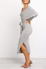 Load image into Gallery viewer, Florcoo V Neck Backless Sweater Dress(5 Colors)
