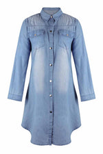 Load image into Gallery viewer, Buttoned Pockets Design Denim Dress
