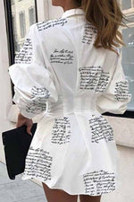 Load image into Gallery viewer, Slim Waist Letter Print Long Sleeve Dress

