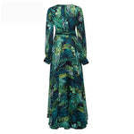Load image into Gallery viewer, Florcoo V-Neck Leaf Print Maxi Dress
