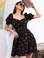 Load image into Gallery viewer, Sweetheart Neck Allover Cherry Dress

