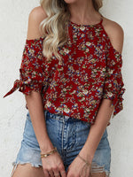 Load image into Gallery viewer, Cold Floral Print Shoulder Blouse
