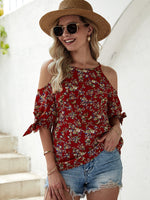 Load image into Gallery viewer, Cold Floral Print Shoulder Blouse
