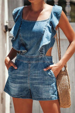 Load image into Gallery viewer, Butterfly In Midsummer Jeans Romper
