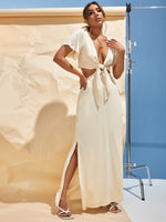 Load image into Gallery viewer, Tie Split Hem Front Maxi Dress
