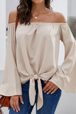 Load image into Gallery viewer, Loose Off-The-Shoulder Trumpet Sleeve Shirt
