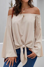 Load image into Gallery viewer, Loose Off-The-Shoulder Trumpet Sleeve Shirt

