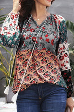 Load image into Gallery viewer, Printed Long-Sleeved Loose Chiffon Top
