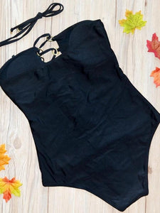 Black Hollow Pattern One-Piece Swimsuit
