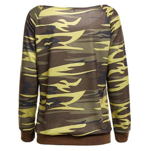 Camouflage Round Neck Loose Sweatshirt