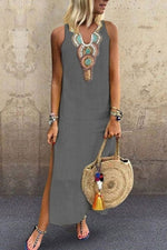 Load image into Gallery viewer, Sleeveless V-neck Slit Tunic Dress
